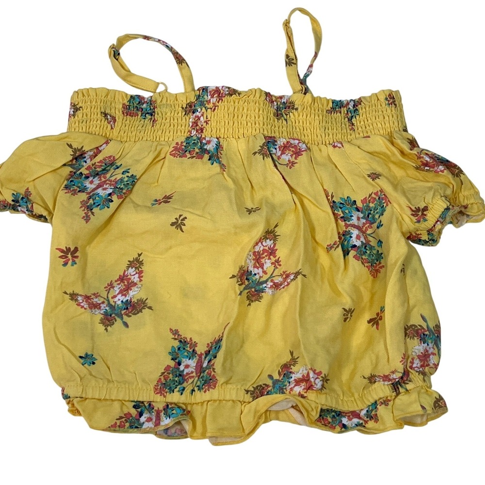 NWT Epic‎ Threads Kids Yellow Floral Cold Shoulder Top Girls Small Cottagecore - Picture 4 of 4